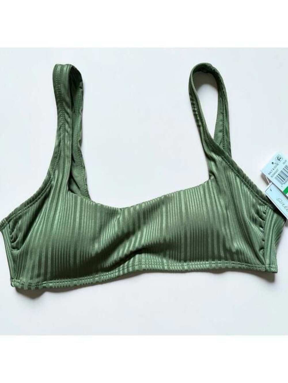 Salt + Cove Ribbed Bikini Top Olive Green Swim Suit Top Large L NWT Textured